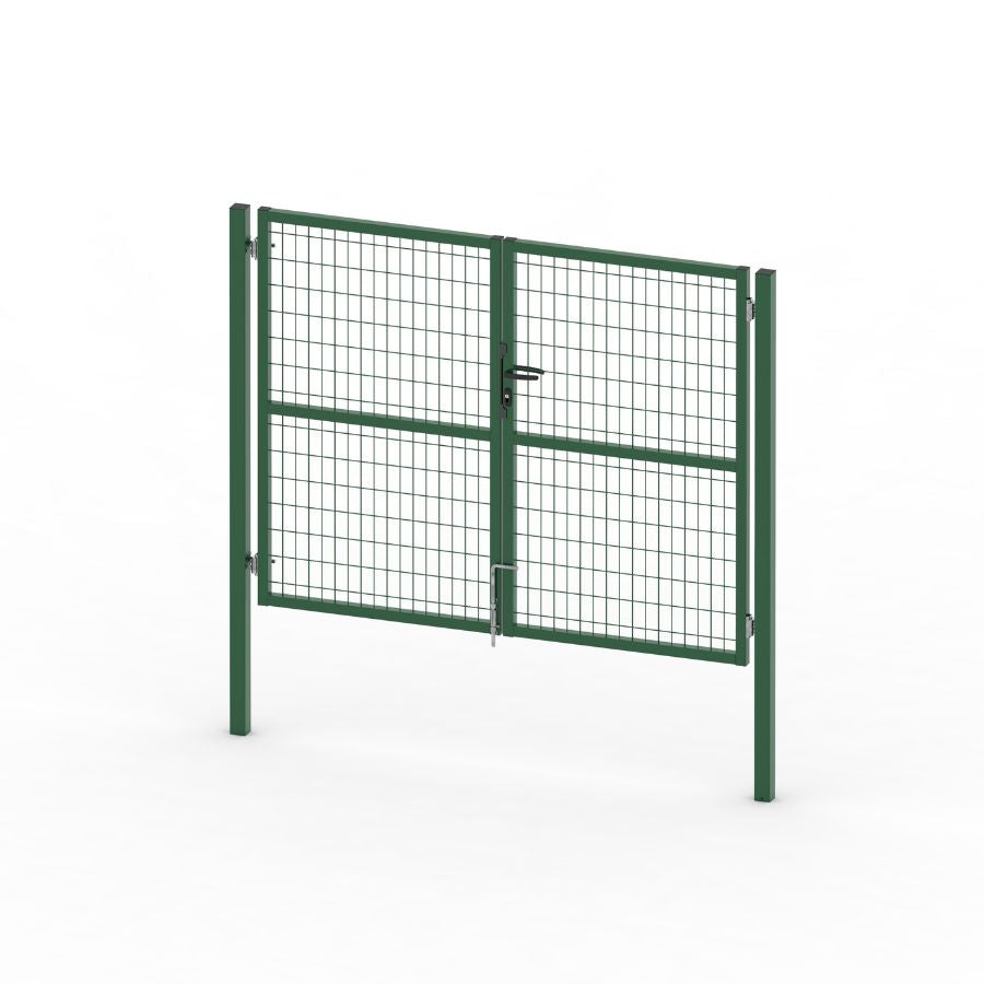 Puerta valla metalica doble hoja verde Premium