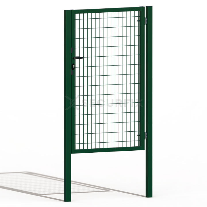 Puerta de mallazo verde premium con maneta y cerradura de 1,50m